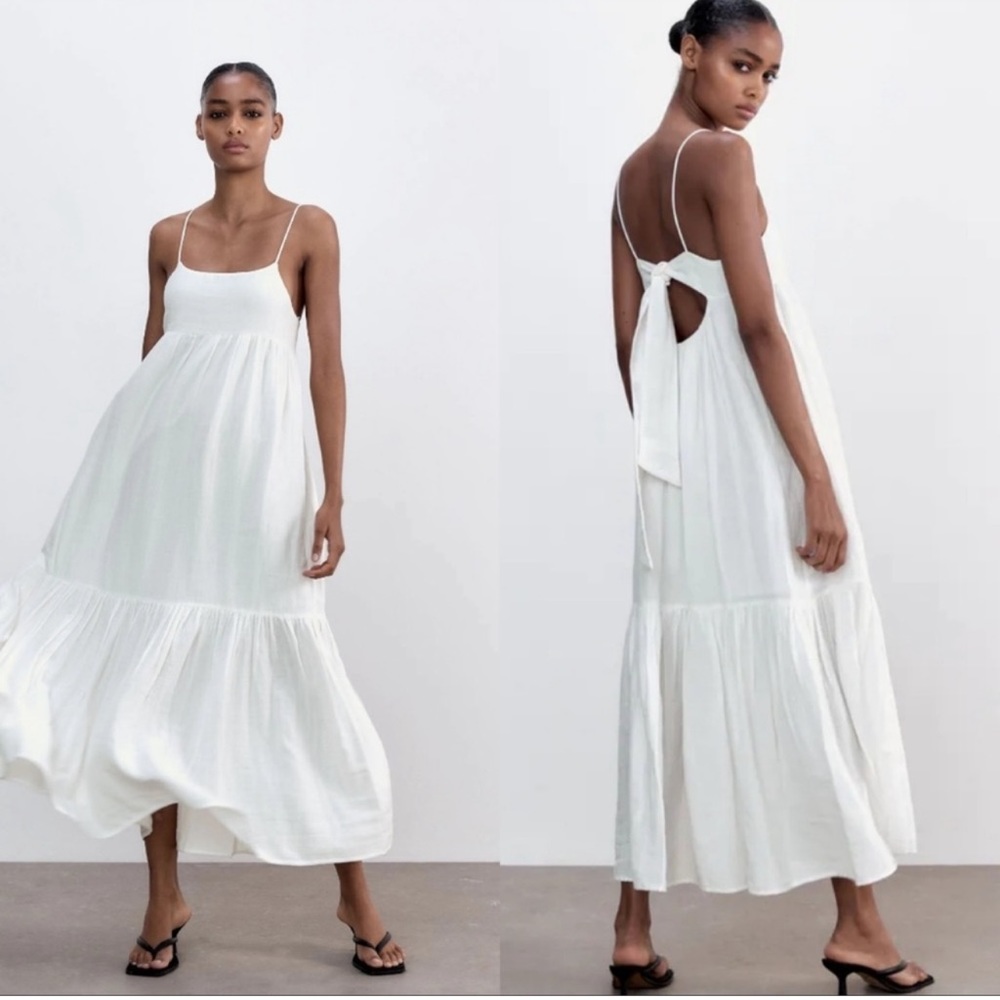 ZARA White Midi Dress